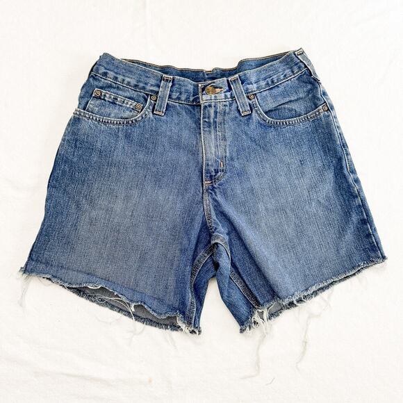 Carhartt Relaxed Fit Denim Jean Dark Wash Cutoffs Size 30 - Picture 1 of 4